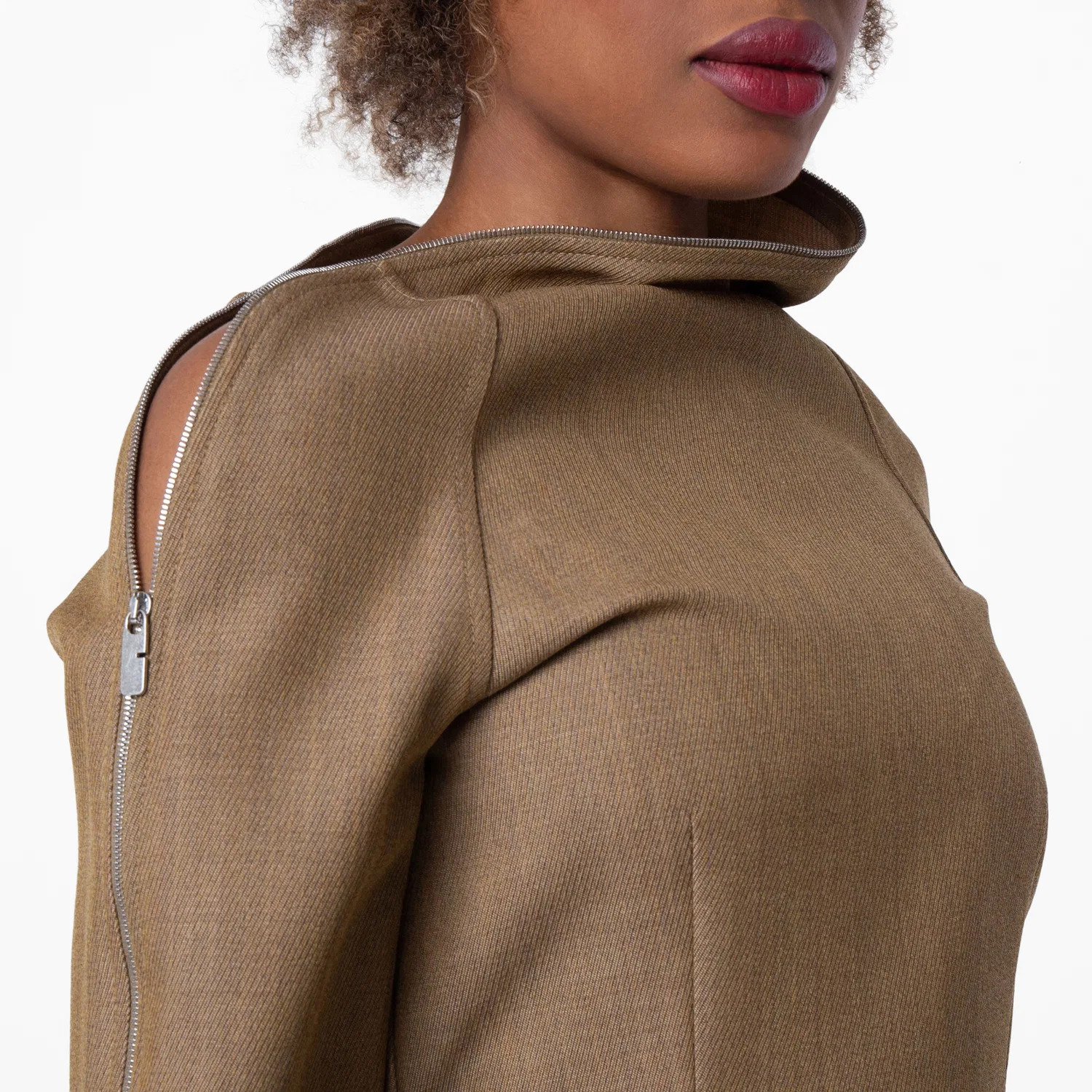 Платье мини из шерсти Tailored Wool Zipped Mini Dress Burberry, Beige/Honey — фото 4
