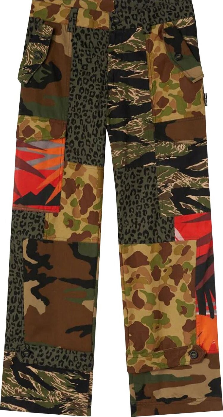 

Брюки Palm Angels Mixed Fabric Cargo Pants 'Military Black', разноцветный