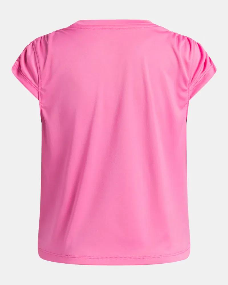 Футболка для девочек с драпировкой по боку UA Tech Ruched UnderArmour, Pink Frenzy/White — фото 2