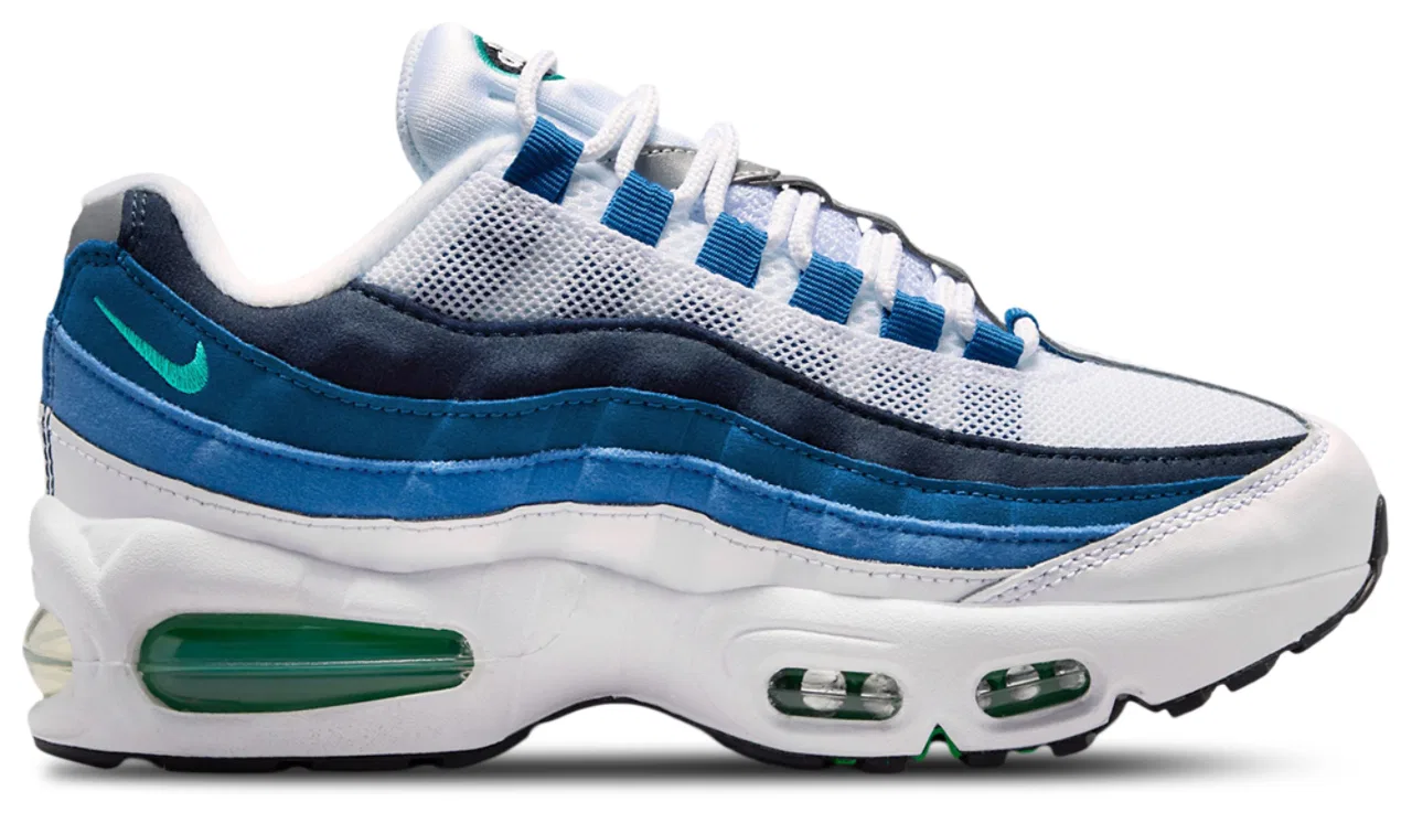 Кроссовки для мальчиков Air Max 95 BB PRM Nike, цвет White/Emerald Green/Lake Blue