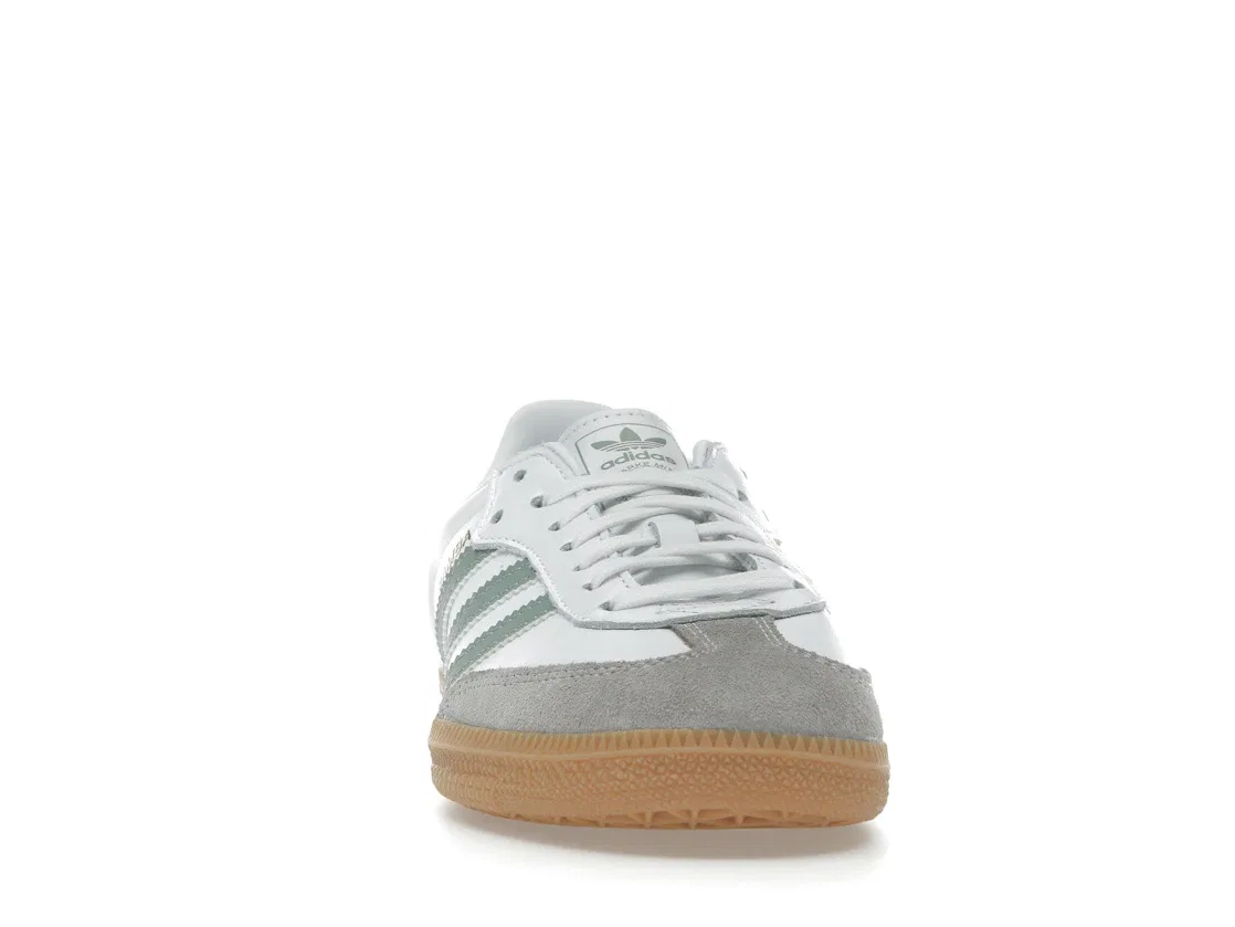 Детские кроссовки с замшевыми вставками Adidas Samba OG, Cloud White/Silver Green/Gum — фото 2