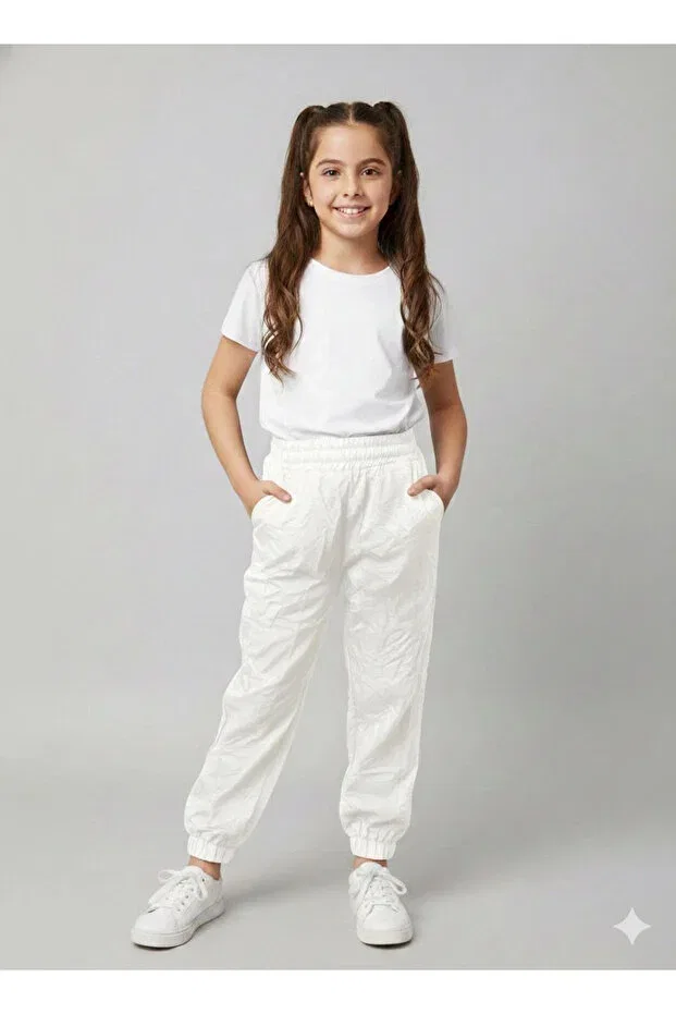 Детские брюки для девочек с эластичной манжетой Nk Kids, White