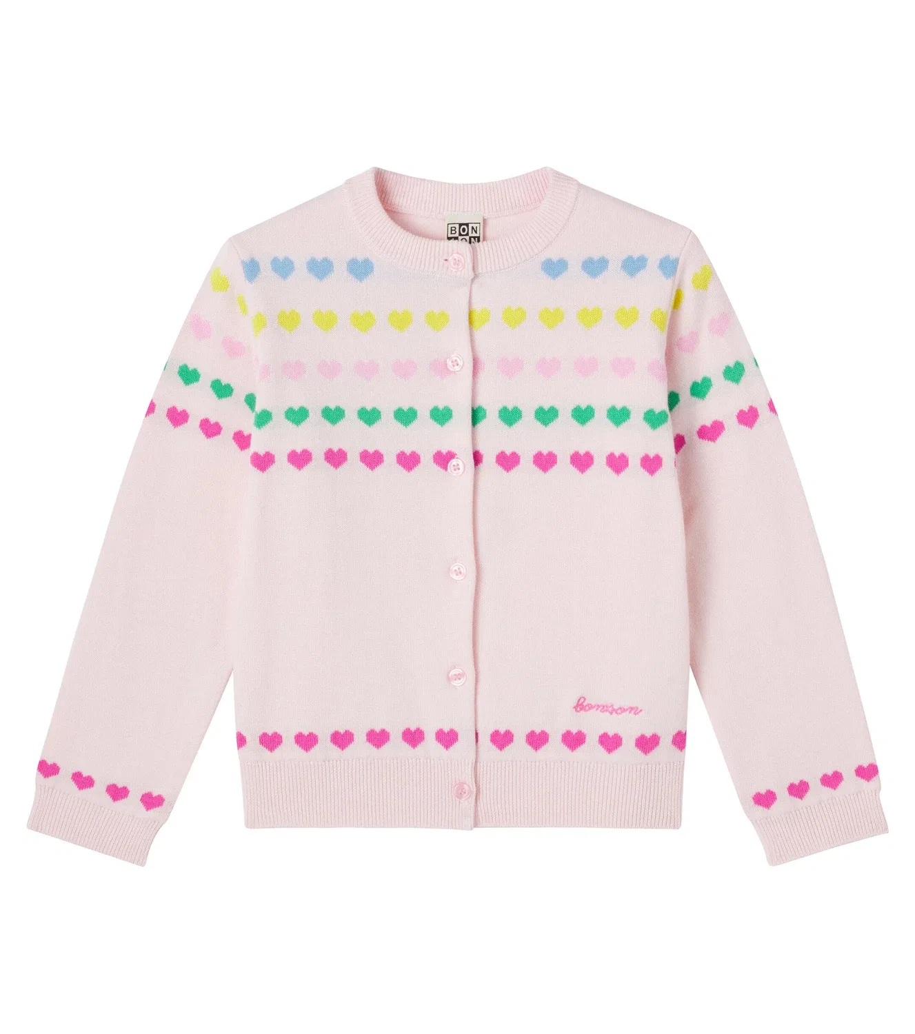 Кардиган хлопковый жаккардовый Laligne Bonton, розовый