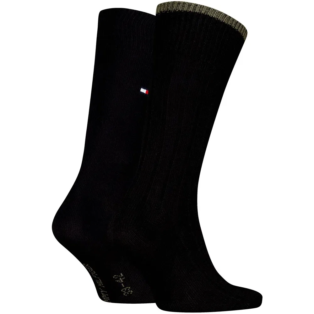Мужские носки из гребенной хлопковой пряжи Tommy hilfiger Structure Rib, 2 пары, Black — фото 2