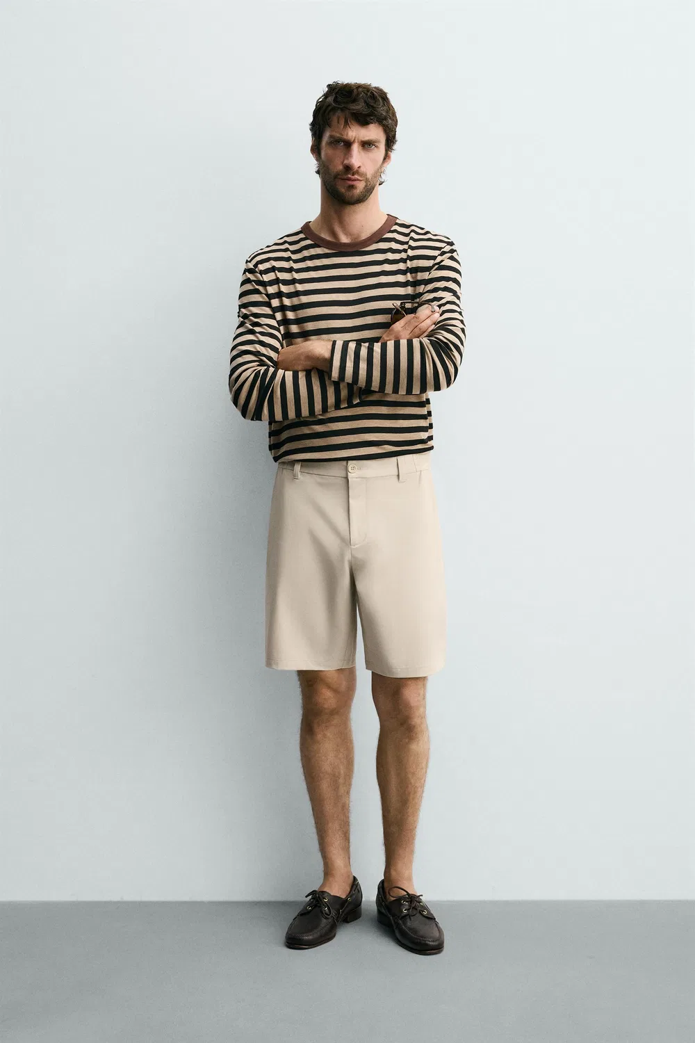 Комфортные технические шорты-бермуды ZARA, Beige