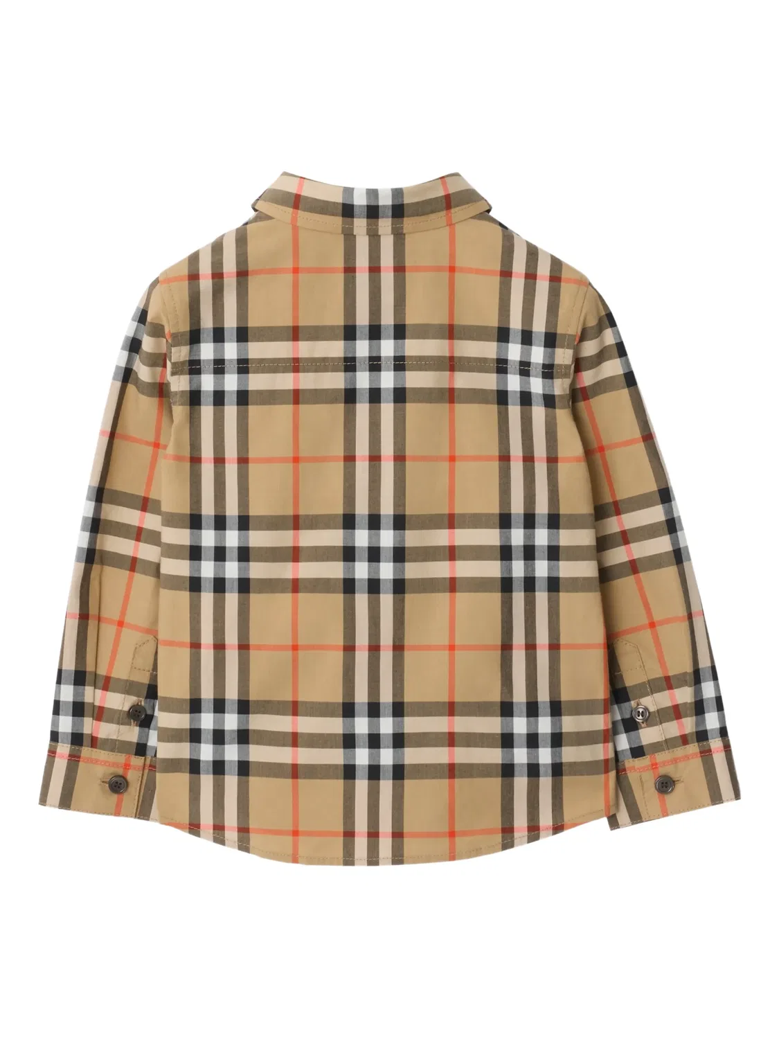 Клетчатая рубашка с заостренным воротником Burberry Kids, нейтральные цвета — фото 2