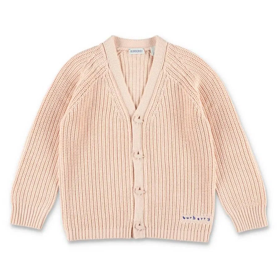 Кардиган из хлопка с V-образным вырезом Girls Pale Cameo Chunky Knit Cardigan Burberry, Pale Cameo