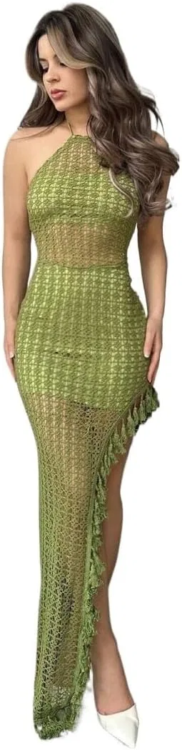 Женское пляжное платье макси с высокой талией Bodycon, Green — фото 4