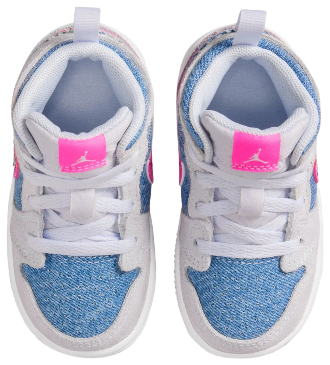 Кроссовки для девочек AJ1 Mid SE Jordan, цвет Pink Glow/Cobalt Bliss/White — фото 4