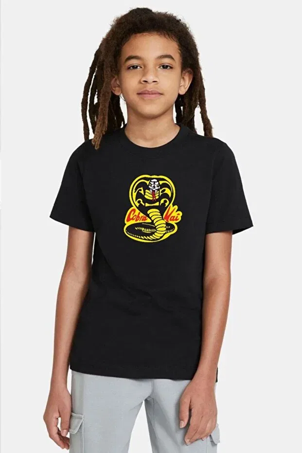 Детская футболка для девочек с принтом Cobra Kai Logo Tshirthane, Black