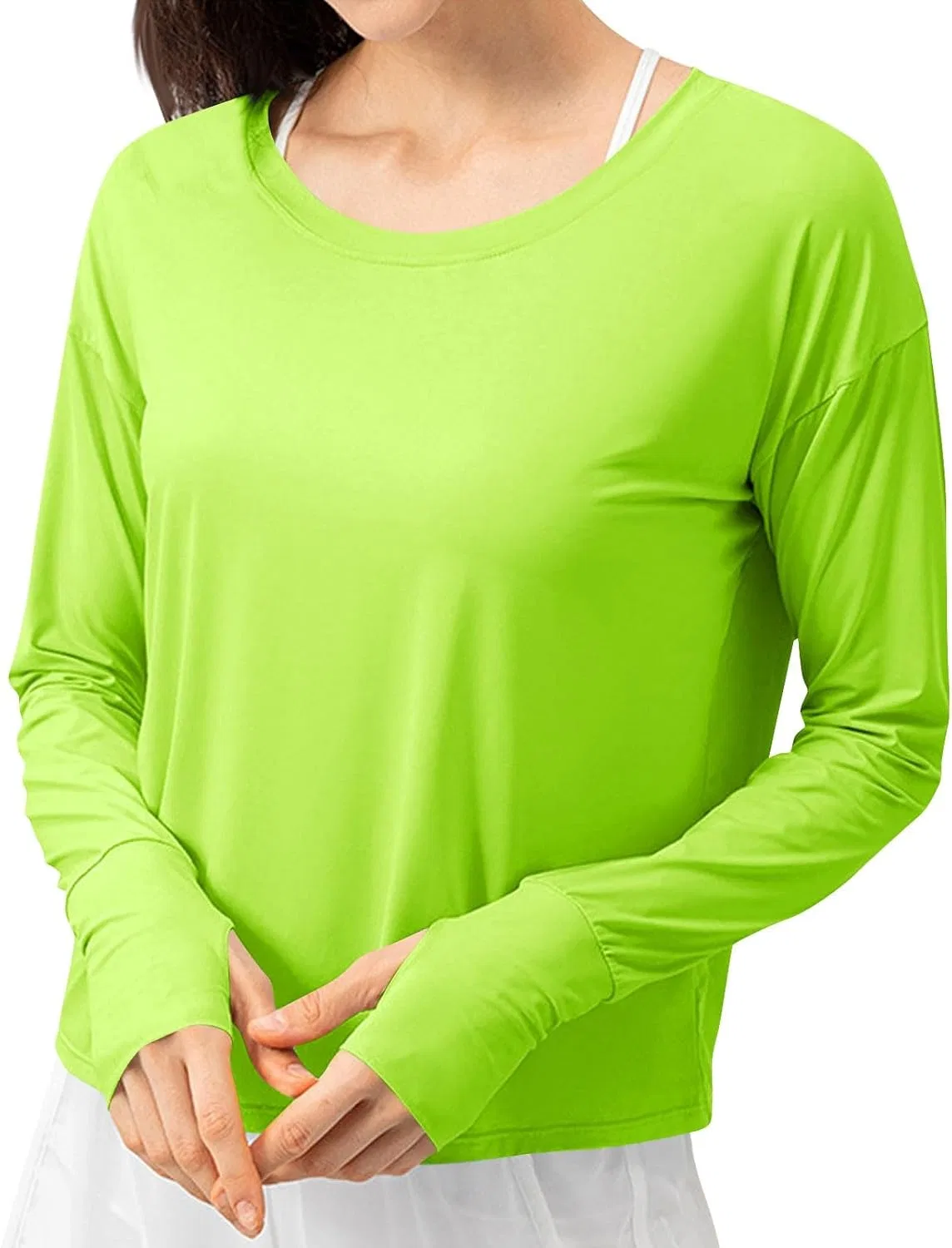 Женская рашгард с длинным рукавом UPF 50+, Green-02