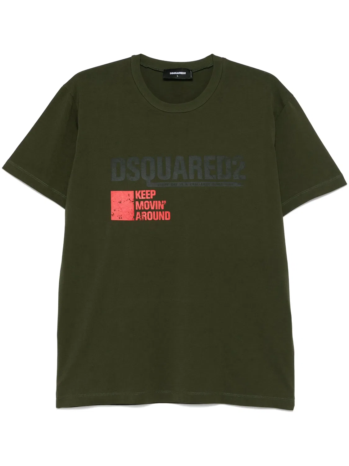 DSQUARED2 Футболка оливково-зеленого цвета из хлопка