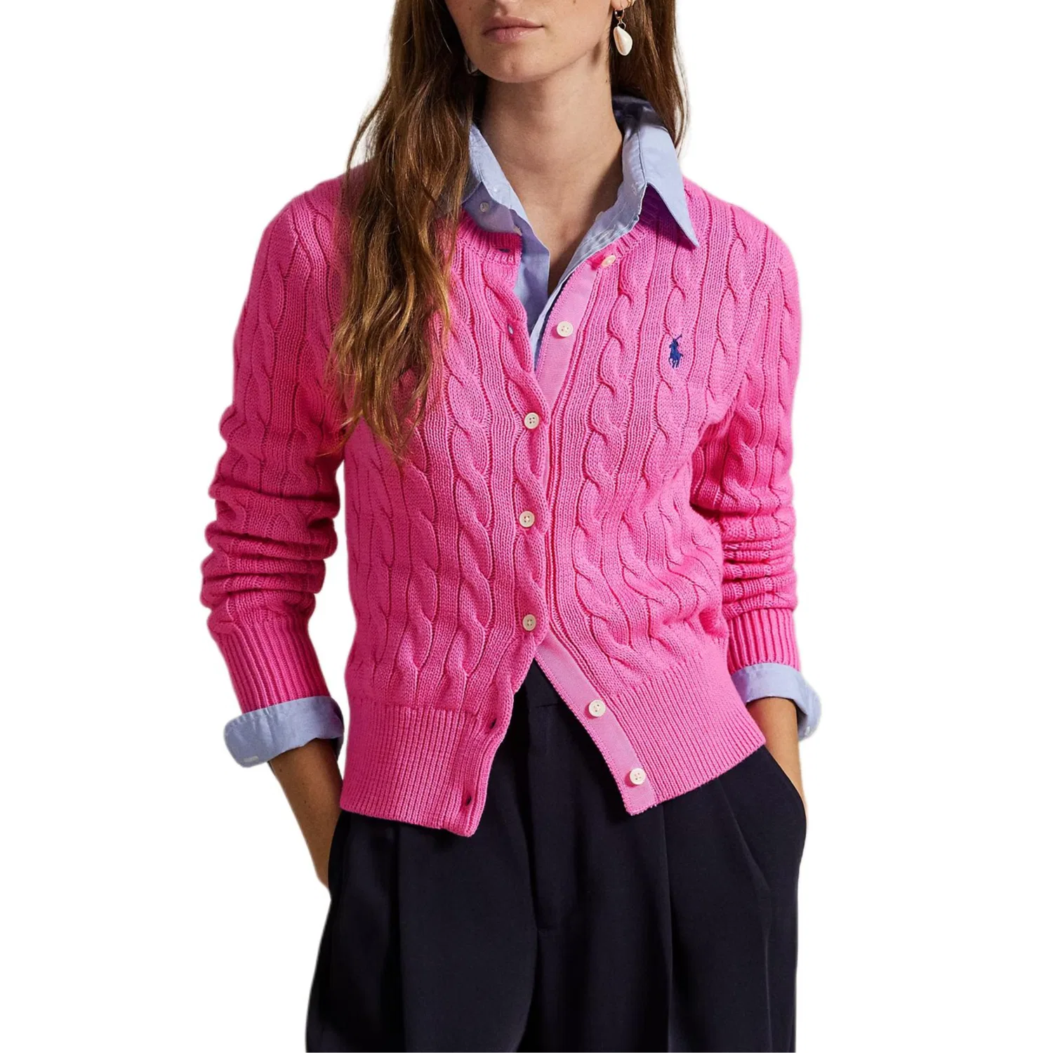 Женский свитер Slim Fit Polo Ralph Lauren, Bright Pink — фото 4
