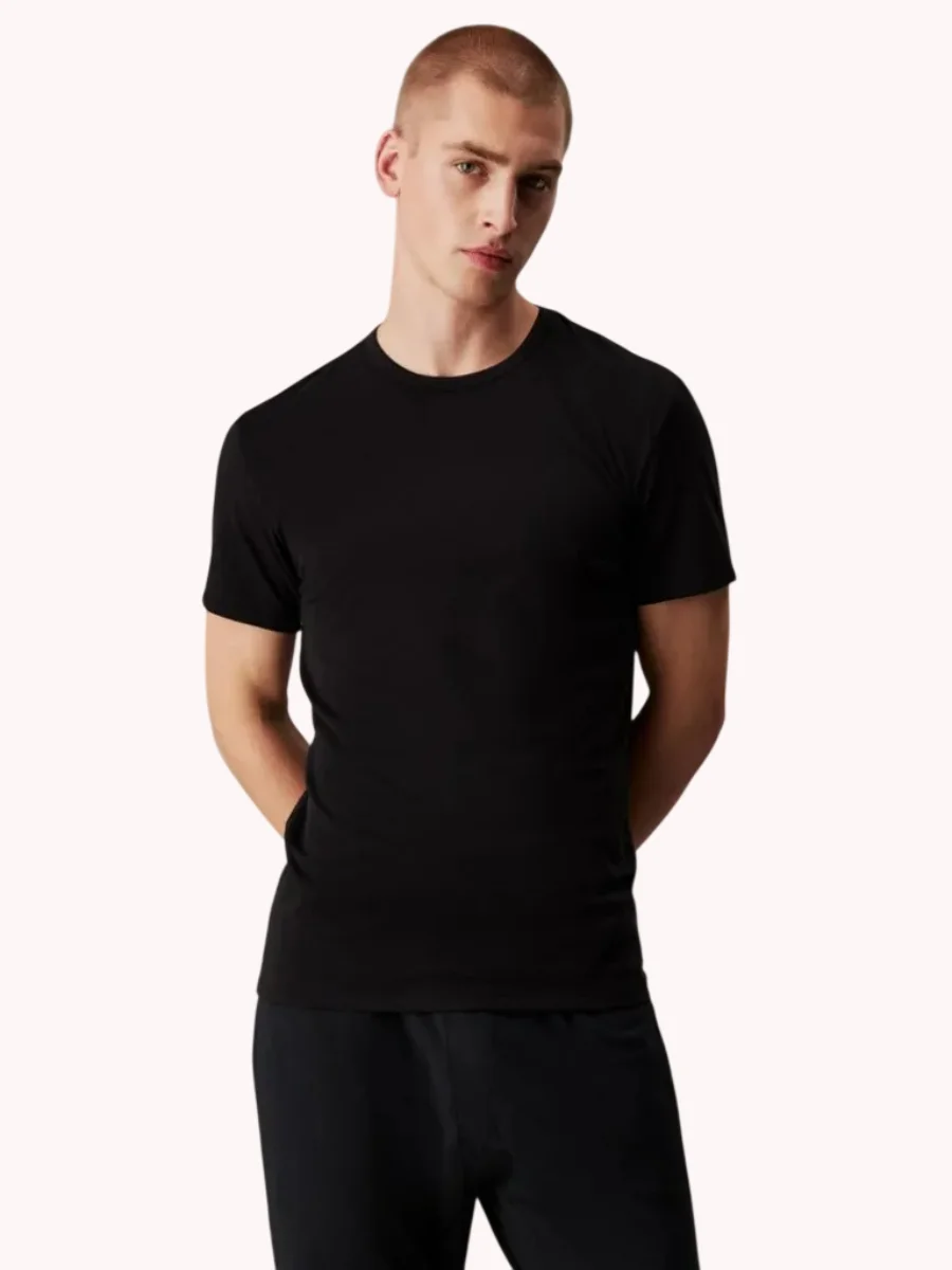 Комплект футболок Calvin Klein Slim 3 шт., черный/белый/серый меланж — фото 3