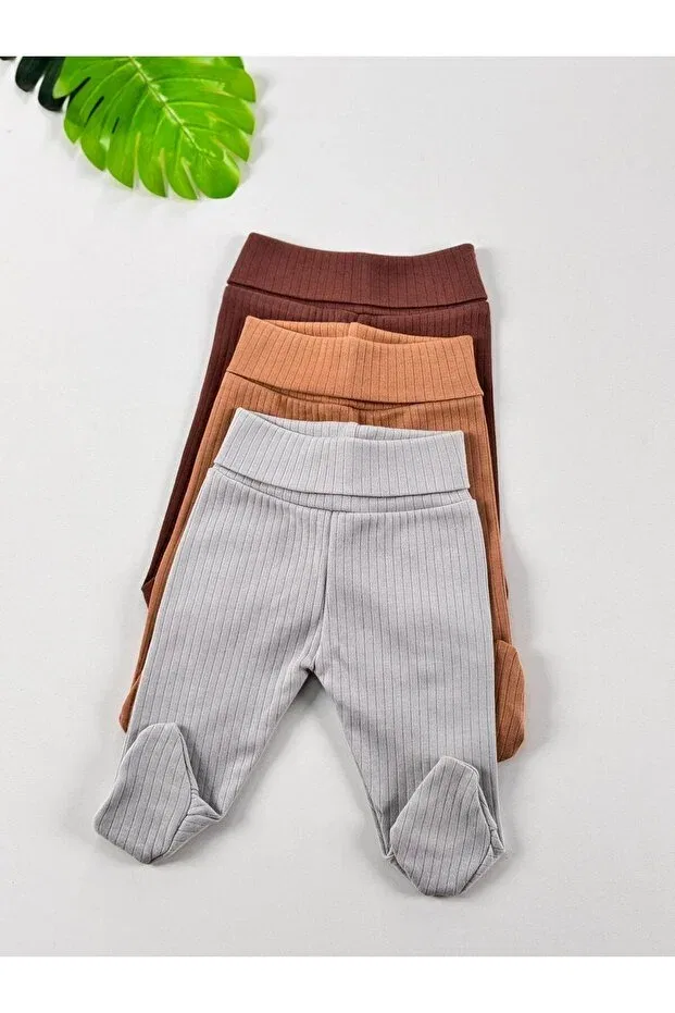 Детские брюки для девочек полосатые 3-Piece 100% cotton reported unisex basic baby booties Efu Baby, Multicolor - 1 — фото 2
