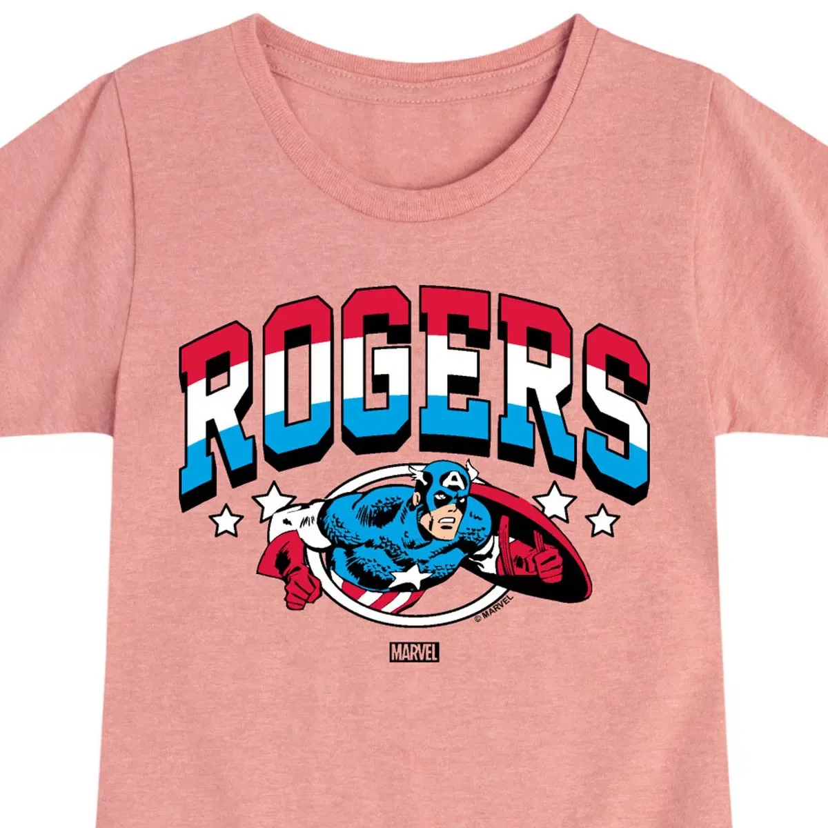 Детская футболка с принтом Captain America Rogers Marvel, Desert Pink — фото 2