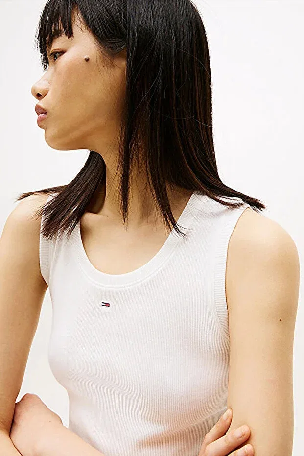 Женский хлопковое топ-майка без рукавов Tommy Hilfiger, White — фото 4