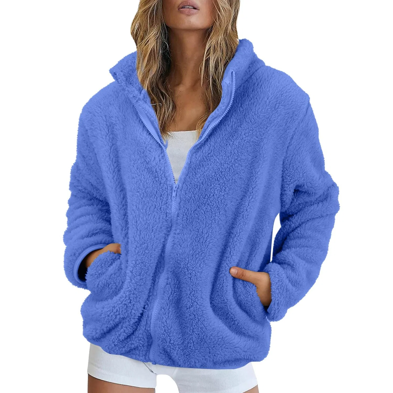 Женское зимнее пальто с принтом, модель Winter Sale, blu — фото 2