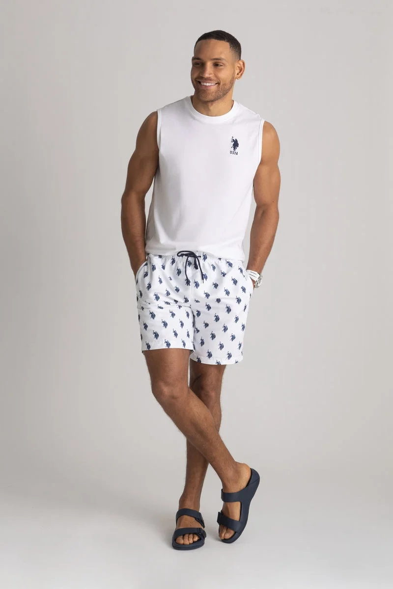 Мужские шорты для плавания U.S. Polo Assn. 7" All Over Logo Print, белый — фото 3