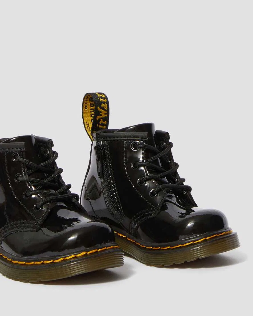 Детские лакированные ботинки на шнуровке 1460 Dr Martens, черный — фото 4