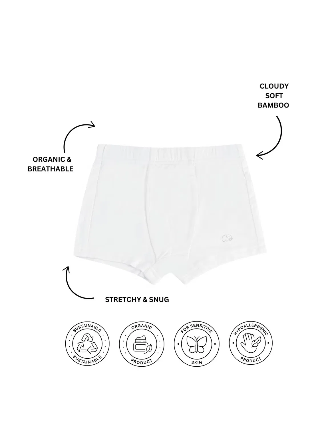 Боксеры-брифы из органического бамбука, комплект из 3 штук, Anvi Baby, белый — фото 2