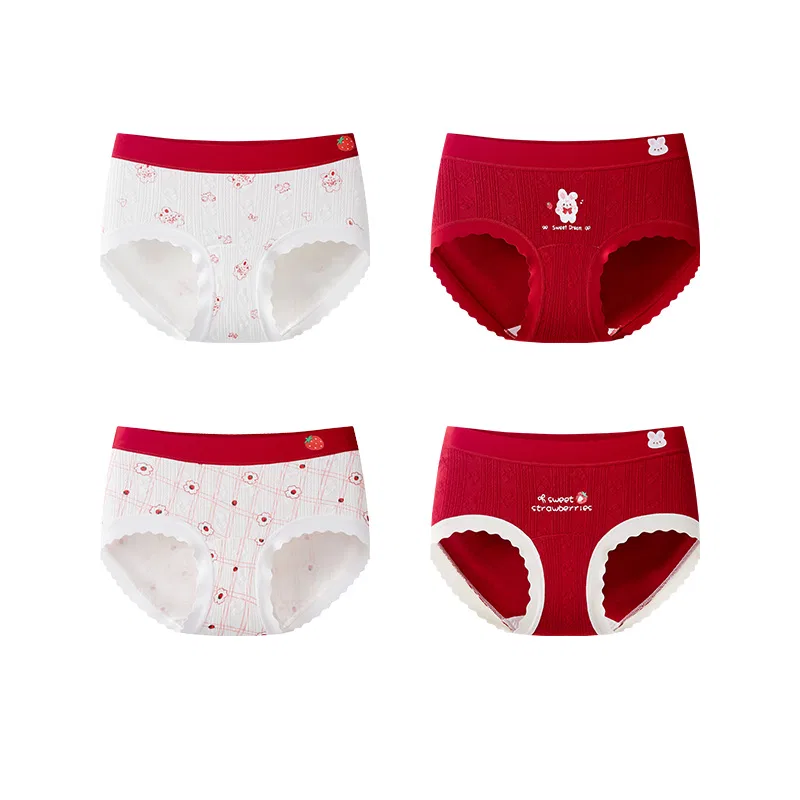 Детские трусы-слипы, 4 штуки, Red White+Red+Red White+Red, MIIOW