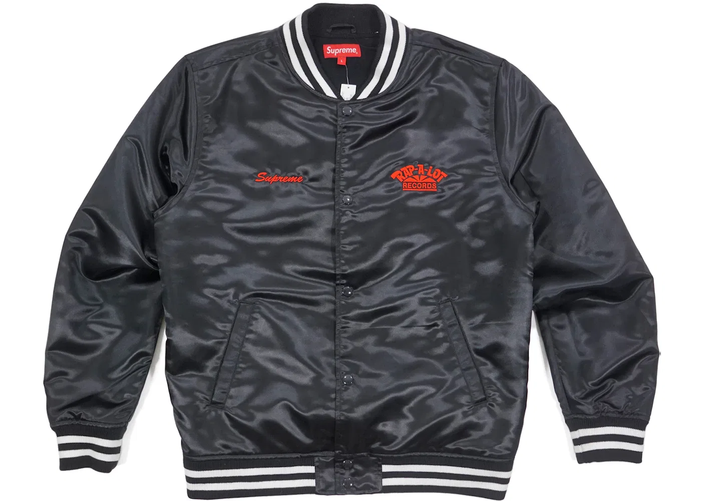 Мужская куртка с сатиновой отделкой Supreme Rap A Lot Records Satin Club Jacket, Black