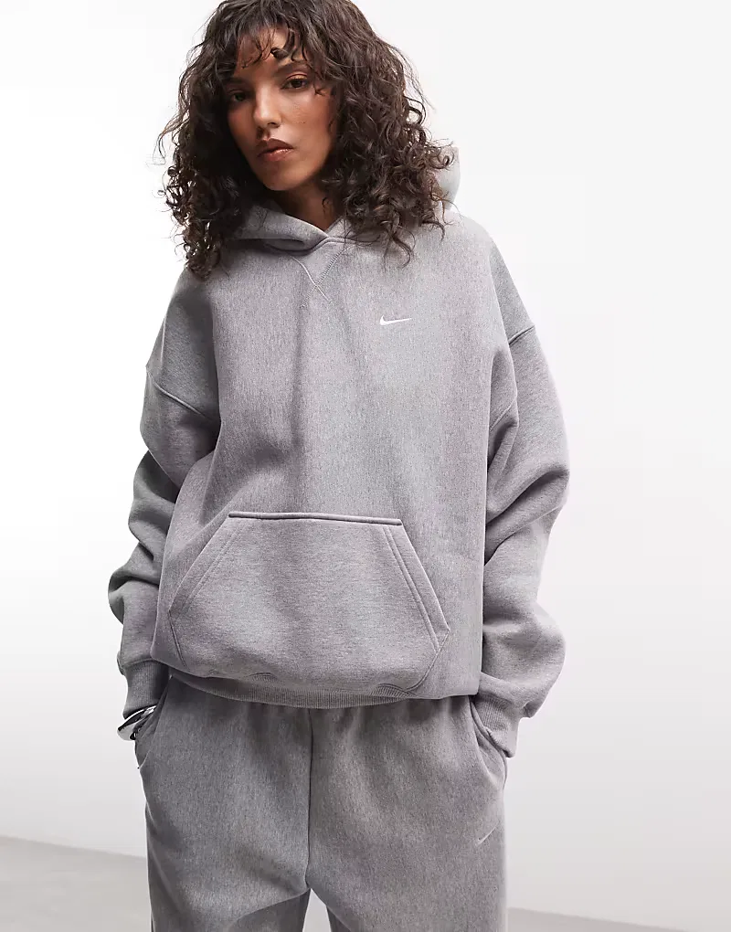 Толстовка Nike Studio Fleece из плотной флиса оверсайз темно-серый