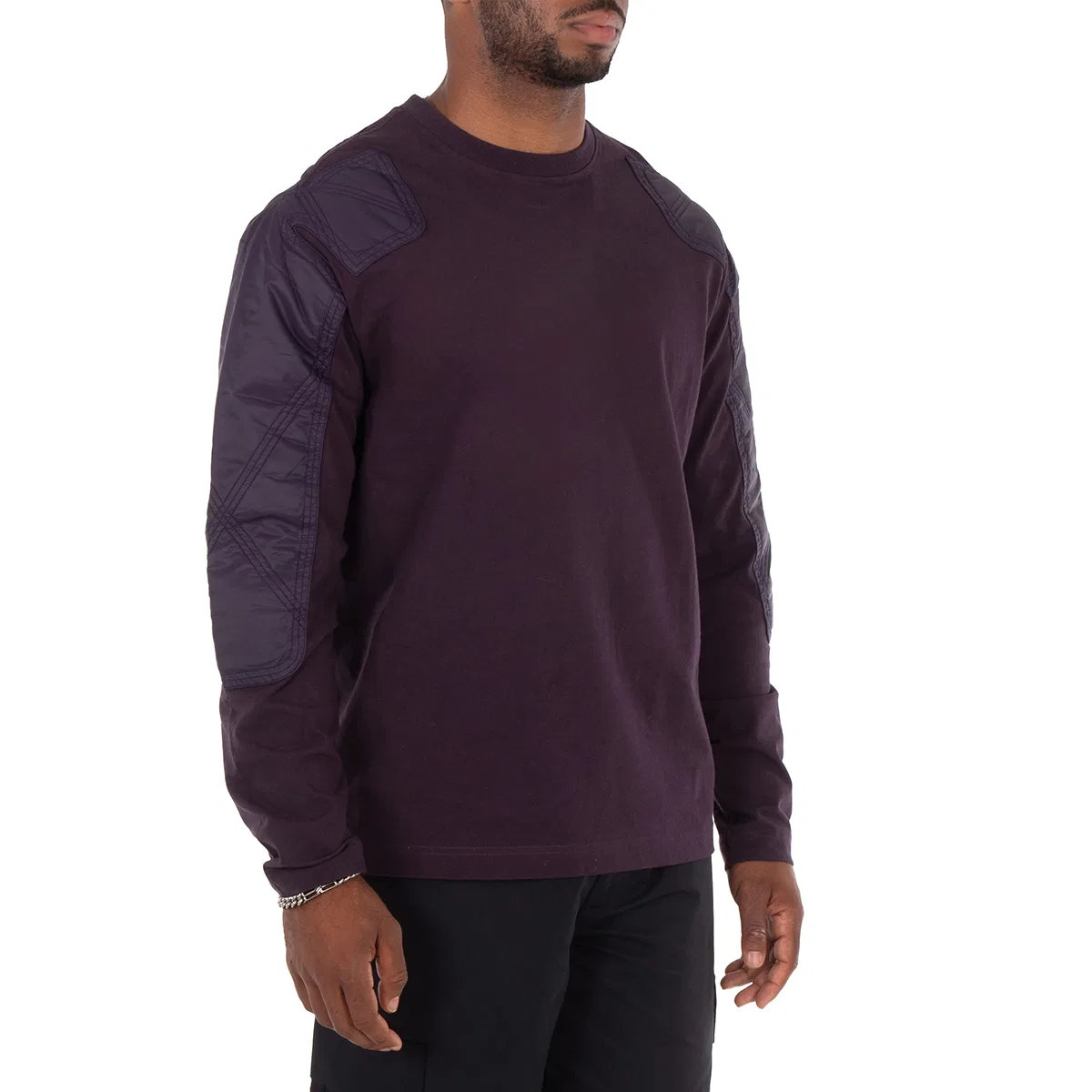Лонгслив мужской с квилтингом Long Sleeve Panelled Cotton Top Burberry, Berry — фото 2