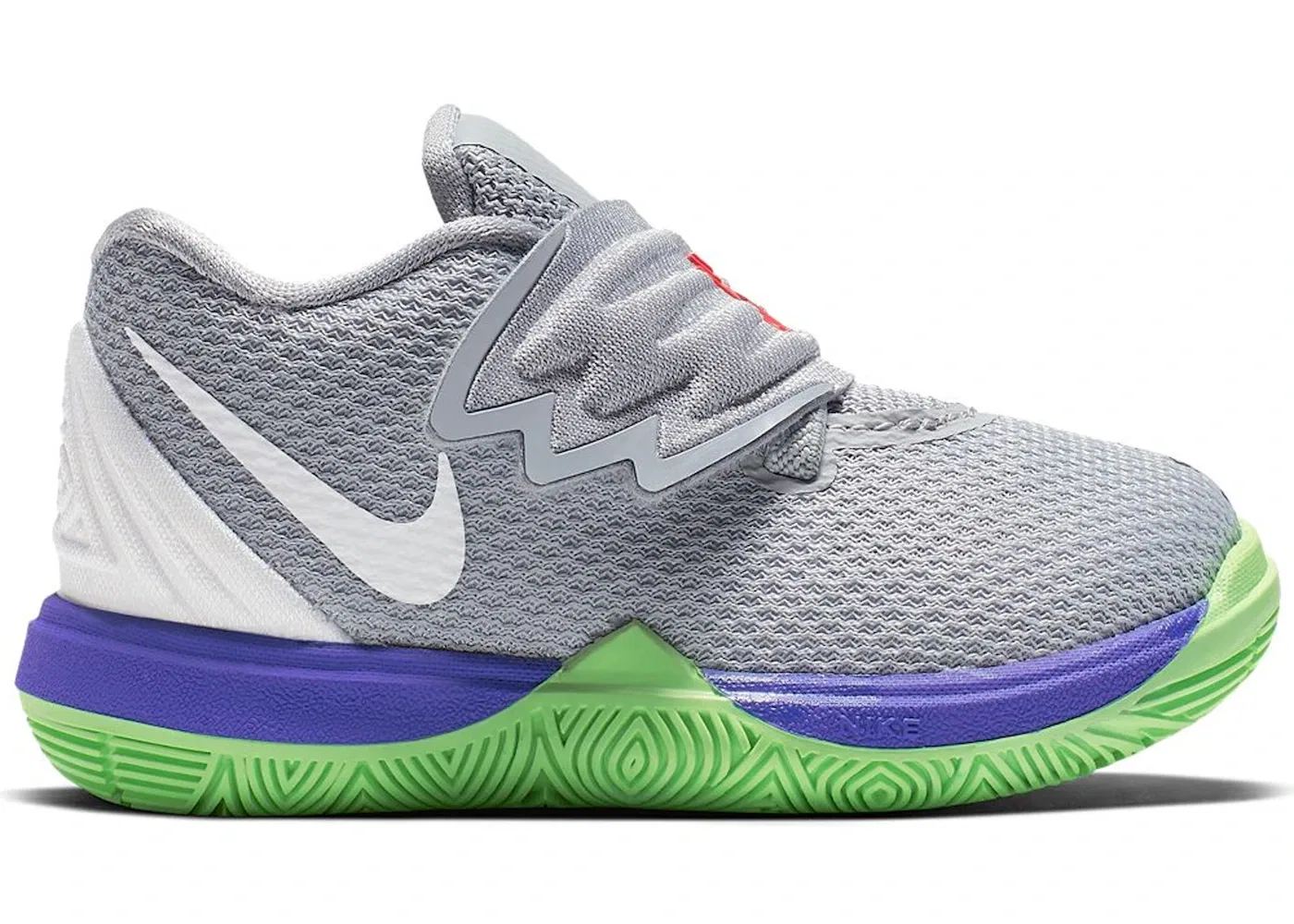 Детские кроссовки для мальчиков с принтом Nike Kyrie 5, Wolf Grey/White-Lime Blast