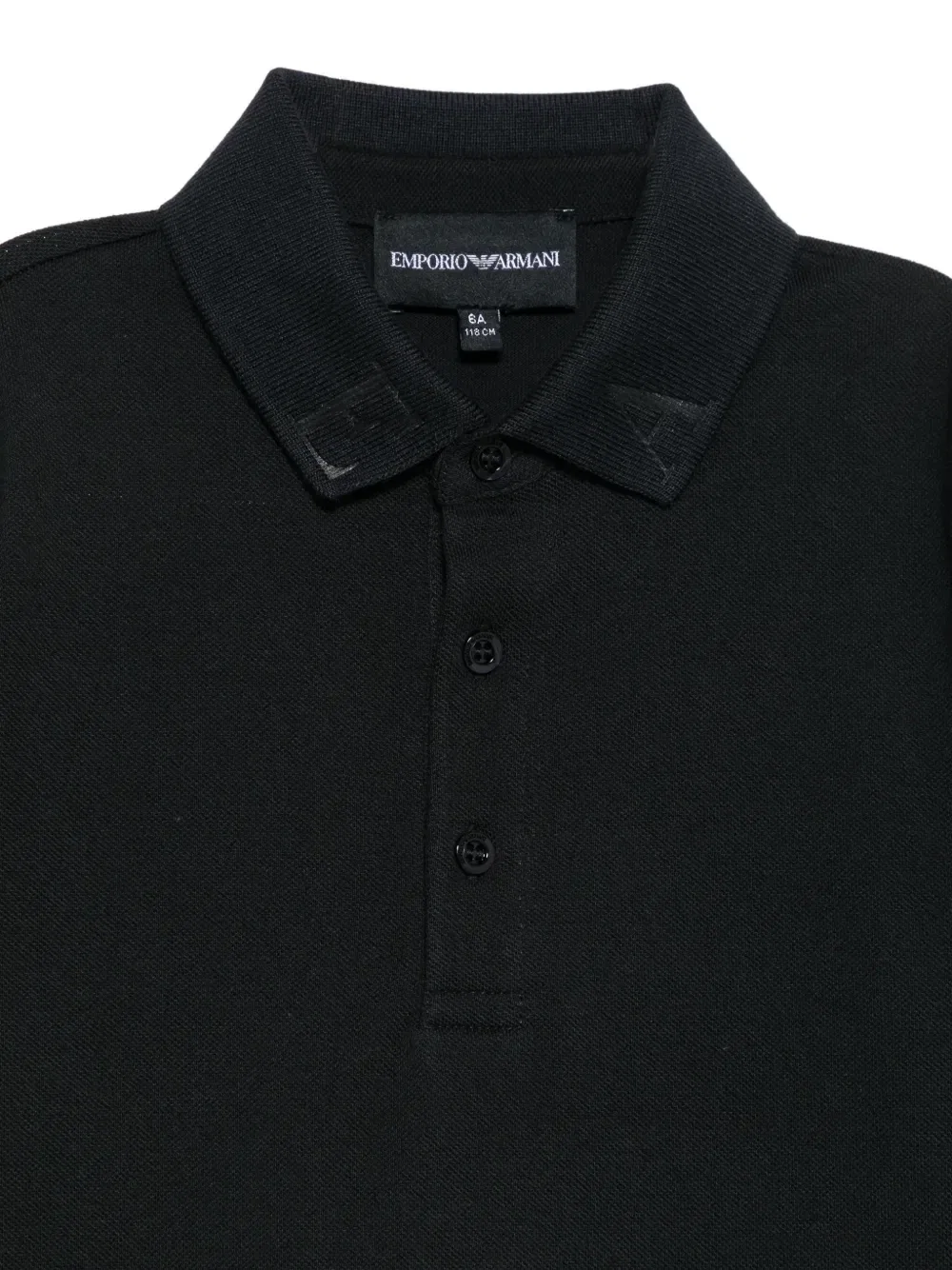 Поло из пике с логотипом Emporio Armani Kids, черный — фото 3