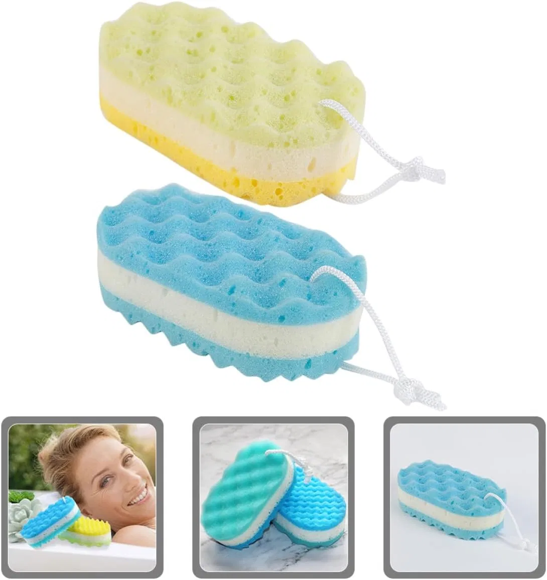 Мочалка для душа трехслойная, Toyvian, набор 6 шт, 16.5x9x5 см — фото 2