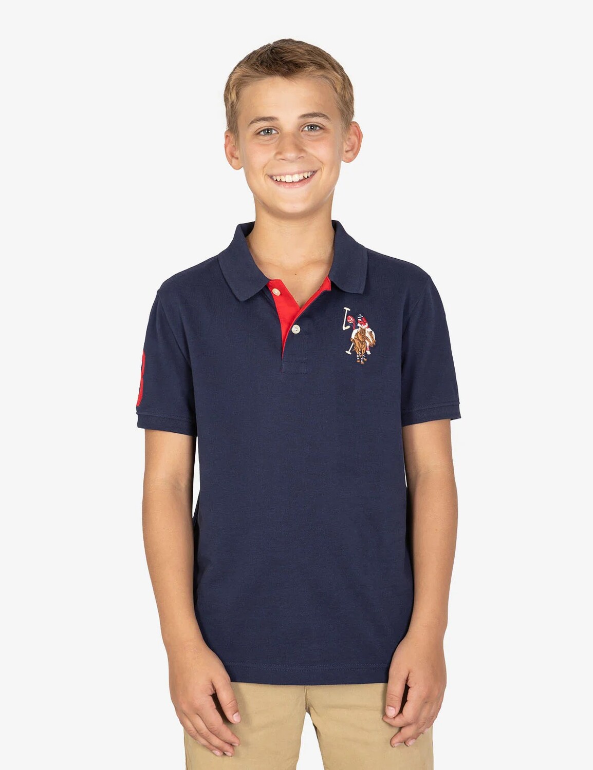 

Футболка поло U.S. Polo Assn. Boys Multi Color Logo Solid Pique, темно-синий