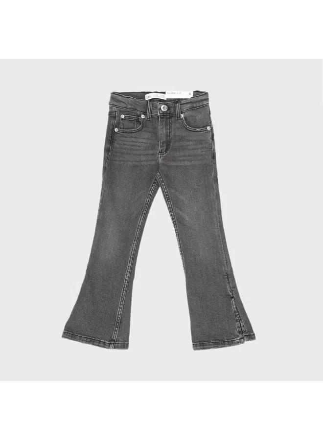 Джинсы-клеш с эффектом потертости Zara, серо-черный — фото 2