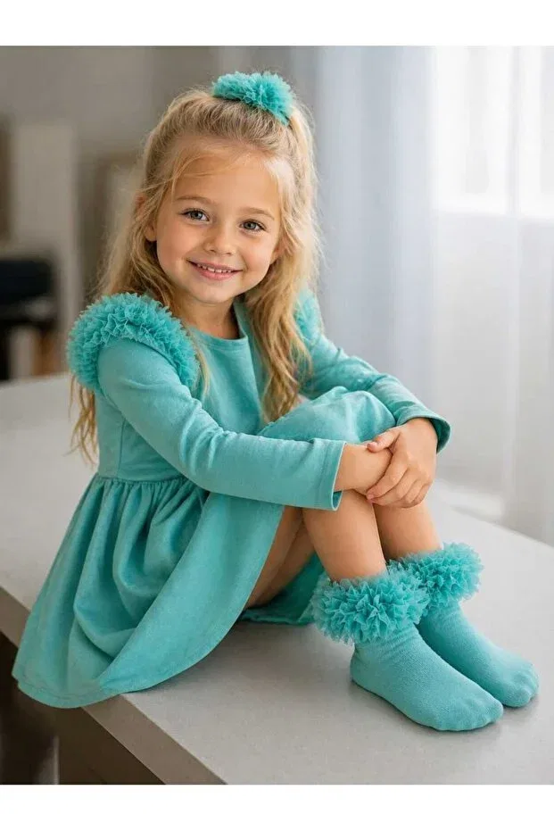 Детские носки для девочек хлопковые Tütü soket baby girl socks / girls' socks mint Bebeğime Çorap, Turquoise