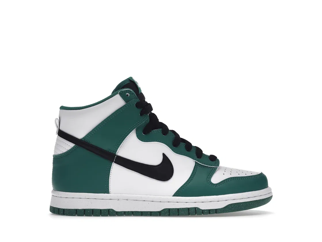 Детские кроссовки высокие с дизайном Boston Celtics Nike Dunk High, White/Green/Black