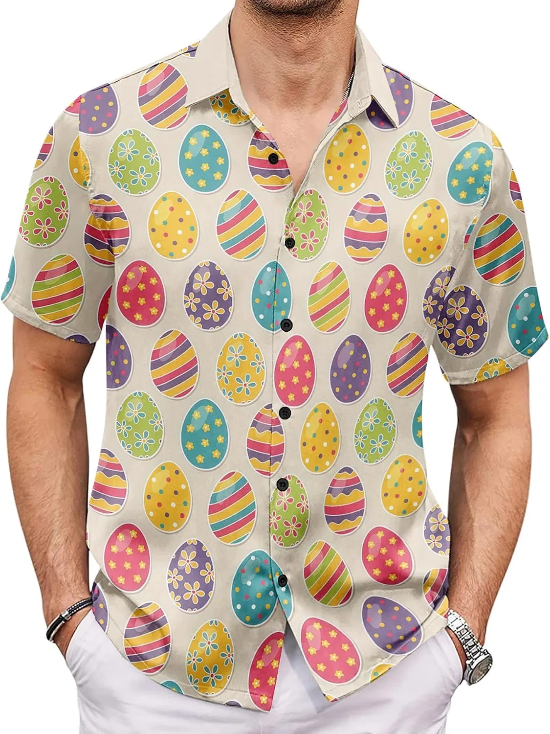 Мужская рубашка с принтом Easter Button Down Shirts, жёлтый