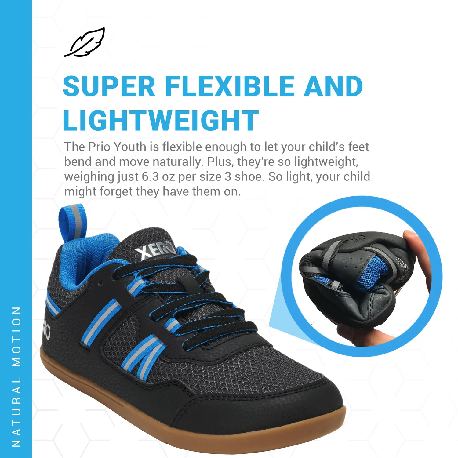 Детские кроссовки для мальчиков и девочек Pry-pp Xero Shoes, Black And Blue — фото 4