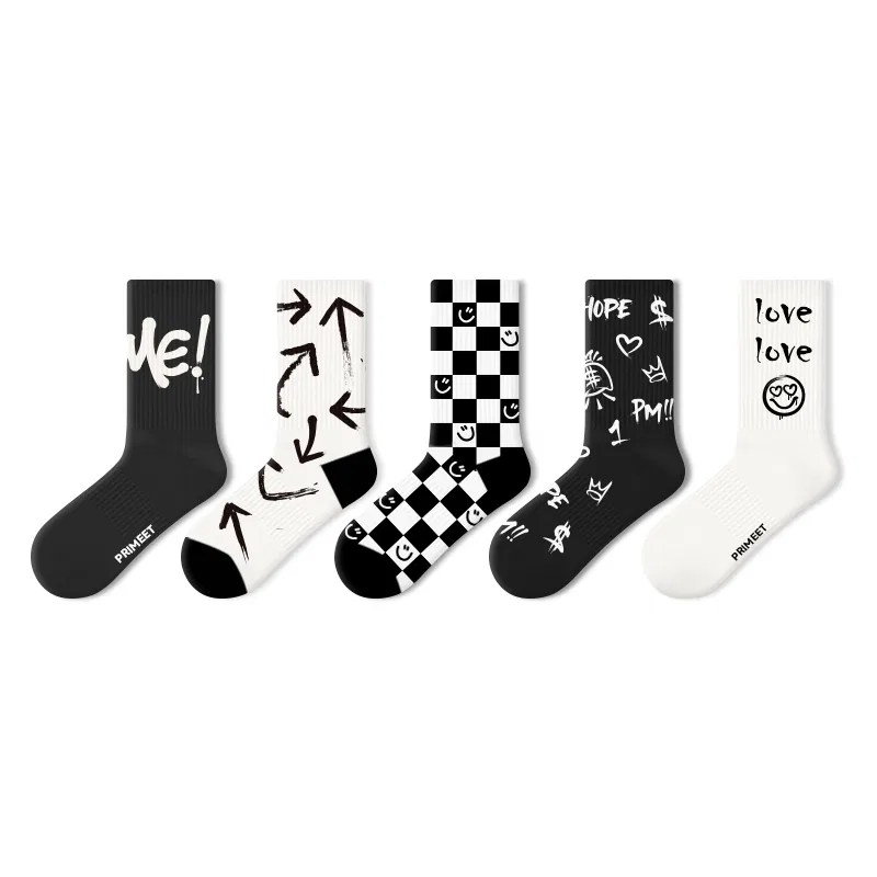 Детские носки с принтом, комплект из 5 пар, Primeet, Sports Letter Trendy Socks Group C — фото 3