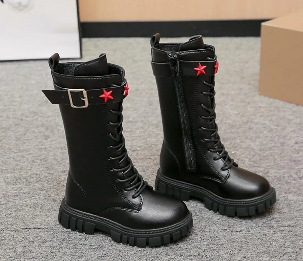 Детские ботинки для девочек с принтом, модель Girls Waterproof Riding Boots, Black — фото 3
