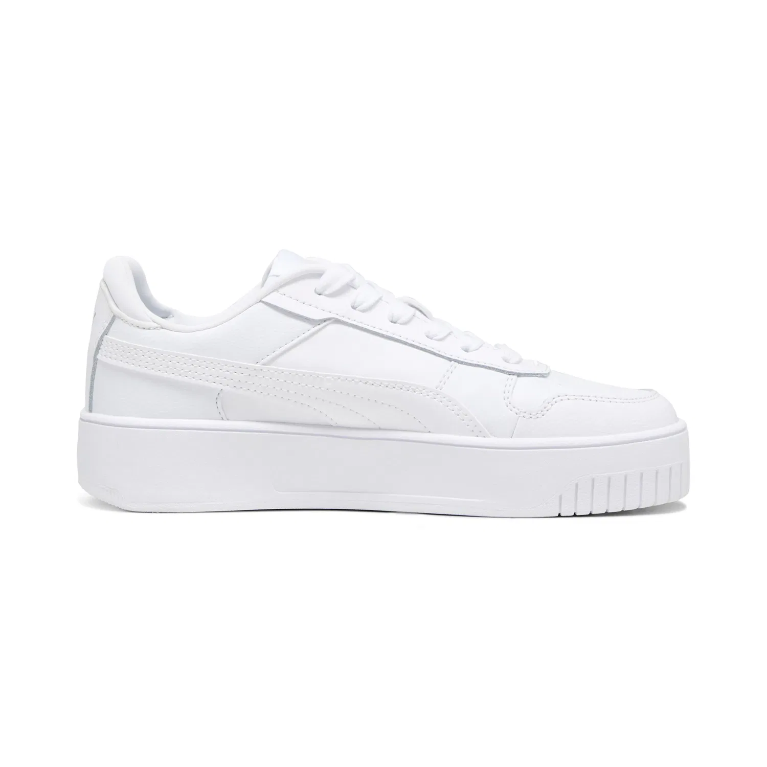 Детские кожаные кроссовки с платформой Puma, White/Gold — фото 3