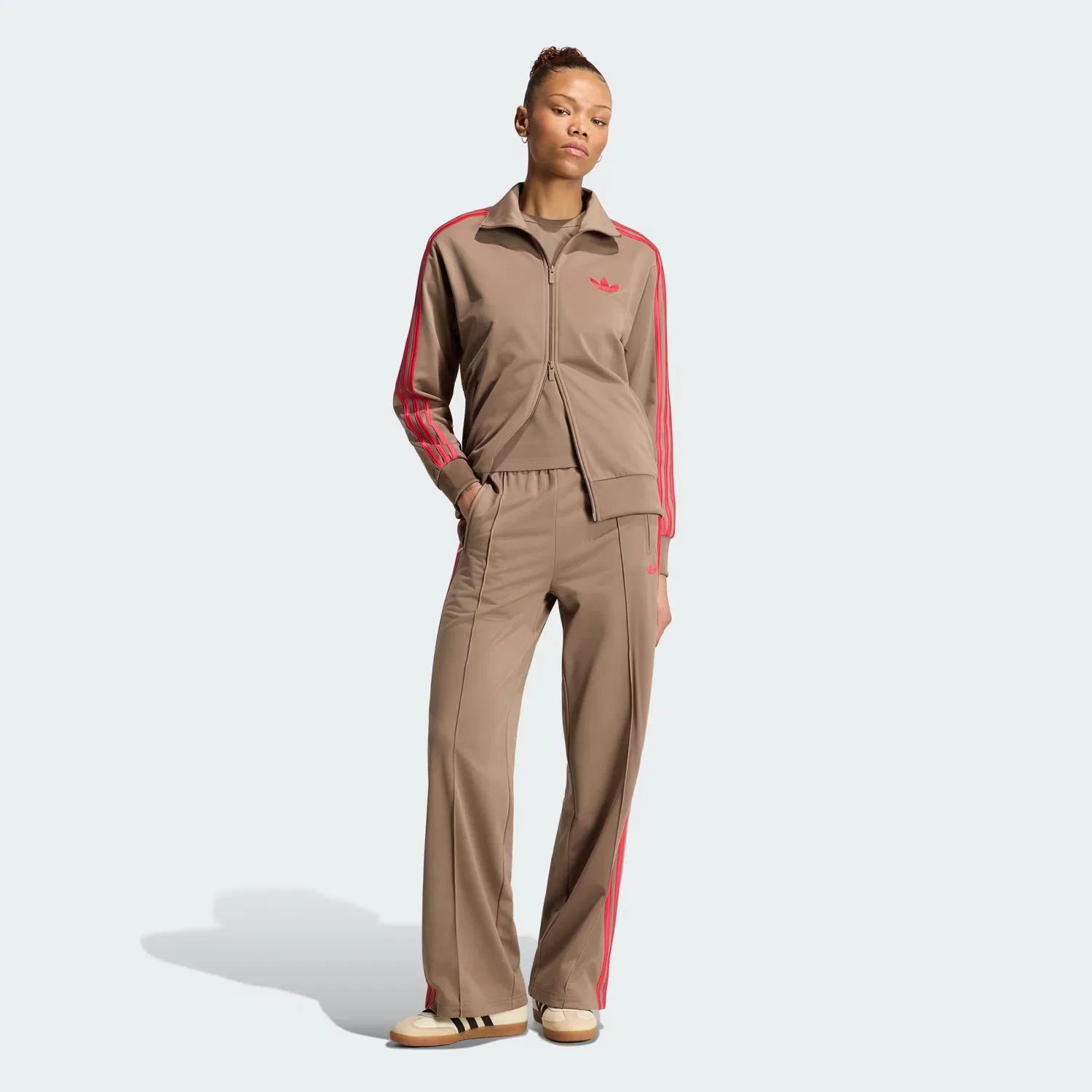 Женская олимпийка свободного кроя Firebird Track Top Loose Adidas Originals, Khaki Six/Power Pink — фото 3