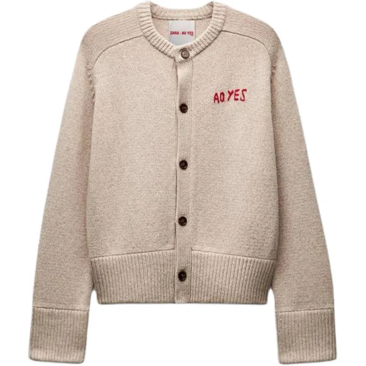 Женское вязаное изделие из коллекции AO YES SS25 Beige, ZARA