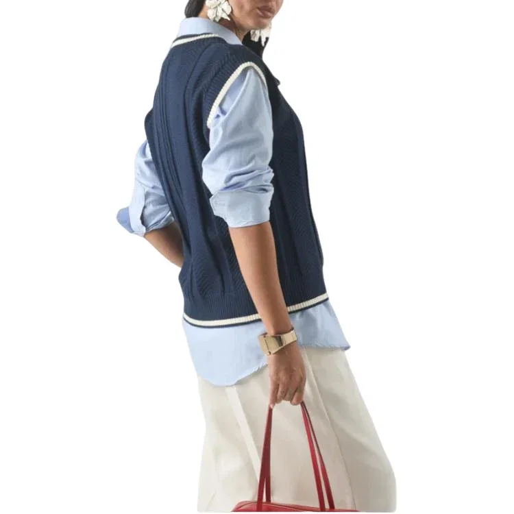 Женский жилет Cable Knit Vest Asia SIzing 'Night Indigo' adidas, Night Indigo — фото 3