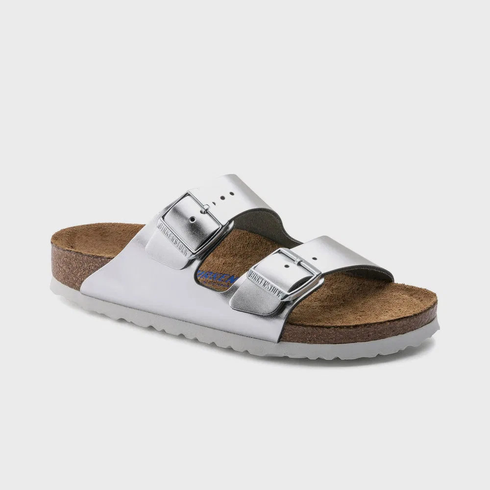 Мужские чёрные шлёпанцы Arizona SFB Metallic Silver Regular от Birkenstock