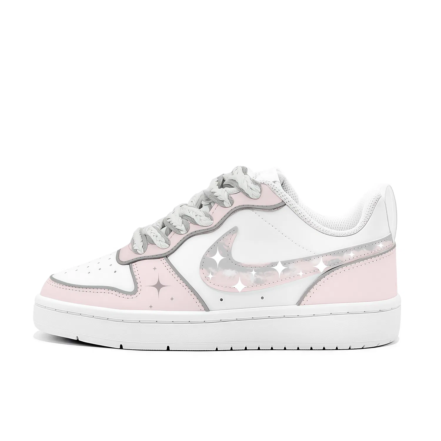Детские кеды для скейтбординга с принтом Court Borough Kids' Skateboarding Shoes Nike, Gray Pink-Bowknot Shopping Bag — фото 3