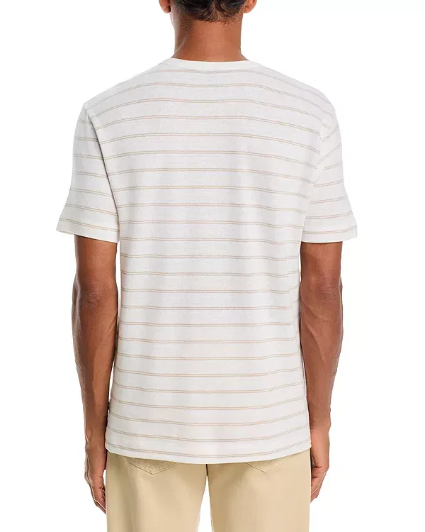 Мужская футболка с принтом H-Taut stripe crewneck t-shirt Boss, Natural — фото 3