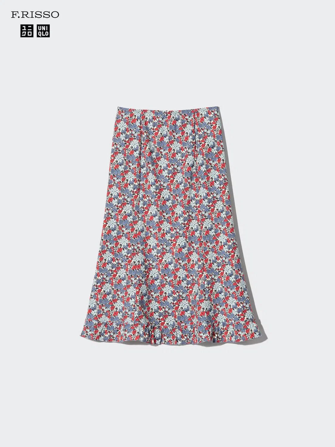 Юбка Uniqlo, клеш, с принтом, синий — фото 3