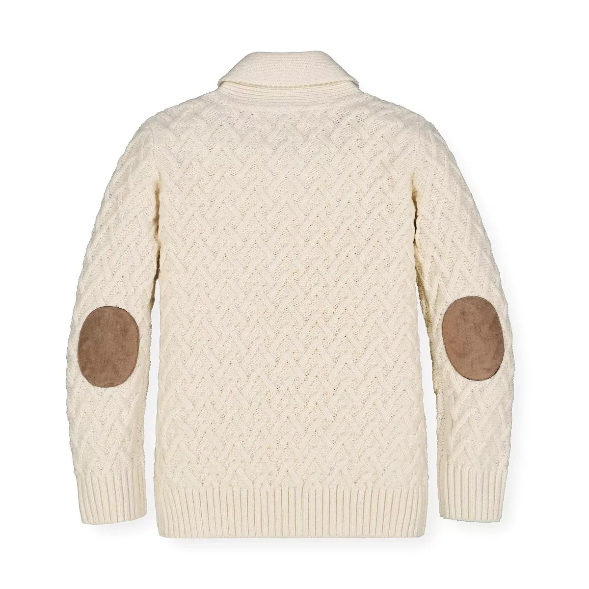 Детский джемпер с шальным воротником на пуговице Hope & Henry, Ivory Herringbone Cable — фото 4