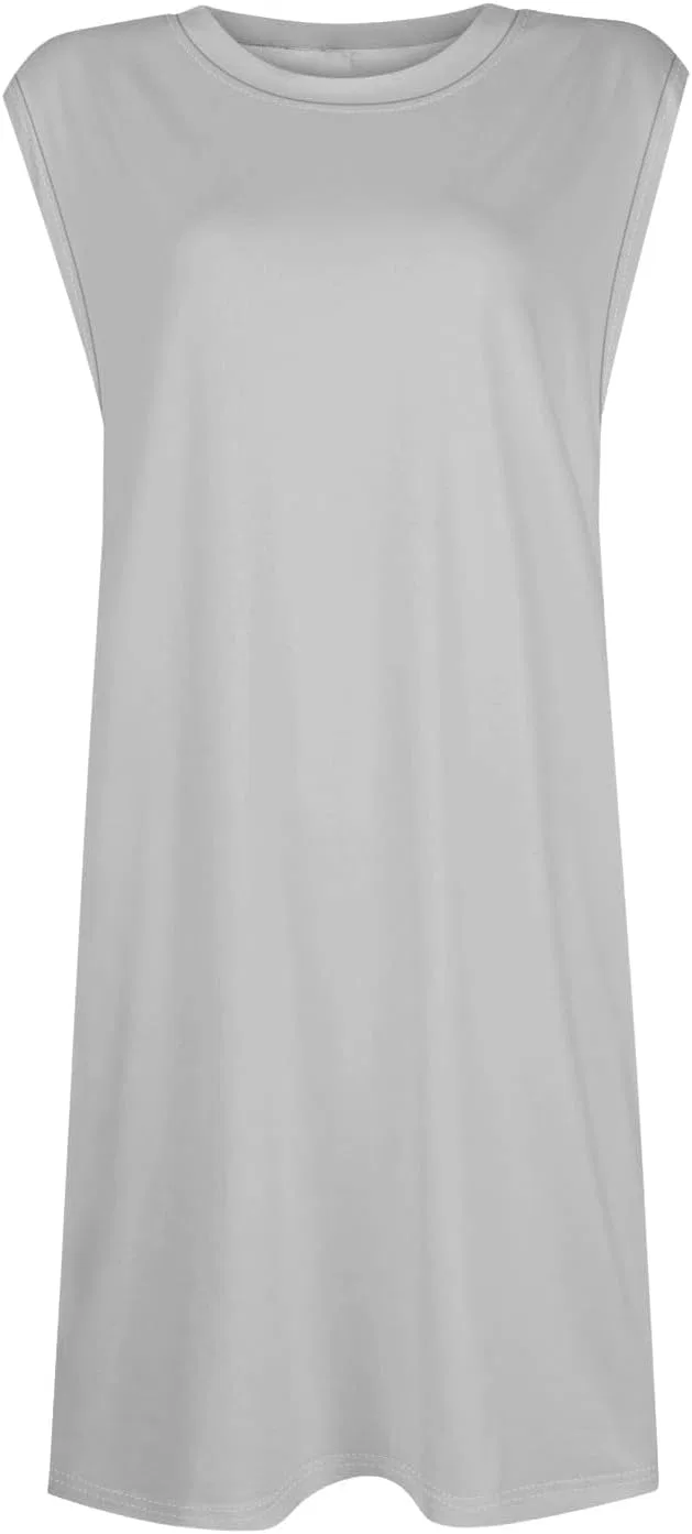 Женское летнее платье с цветочным принтом, Sleeveless Loose Tank Dress, Gray — фото 4